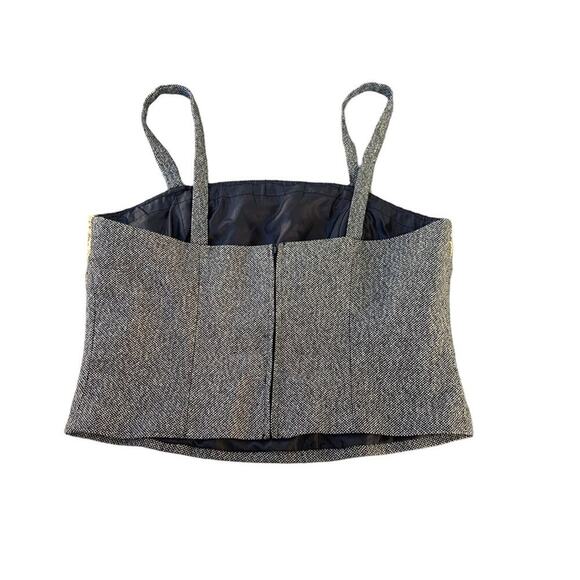 Vintage Tweed Crop Top Gold Lace Beaded Accent Skinny Straps Size 10 Gothic Emo - Picture 6 of 12